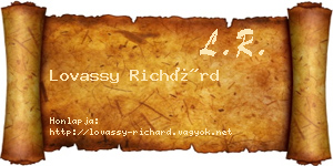 Lovassy Richárd névjegykártya
