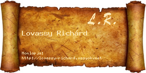 Lovassy Richárd névjegykártya